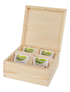 Dřevěná krabička na čaj s čtyřmi přihrádkami