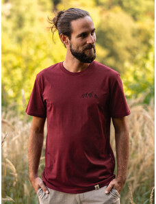 Happy Nature Pánské tričko Pohoří - vínové