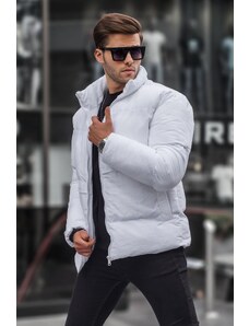 Madmext Men's White High Neck Down Coat 6807