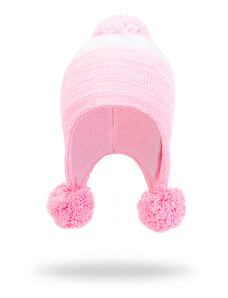 Marhatter Dívčí pletená čepice - 9414 - bílá/růžová