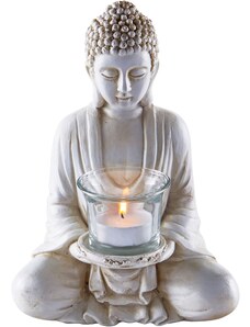 bonprix Svícen na čajovou svíčku Buddha Bílá