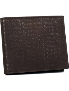 BASIC FOREVER YOUNG TMAVĚ HNĚDÁ KOŽENÁ PENĚŽENKA ZDOBENÁ RAŽBOU S MONOGRAMEM F017