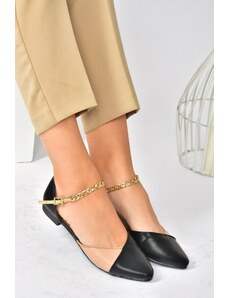 Fox Shoes Black/tan Chain Detailed Women's Ballerinas