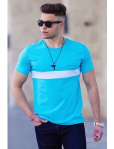 Madmext Men's Blue Striped T-Shirt 4578