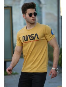 Madmext Printed Men's Yellow T-Shirt 4525