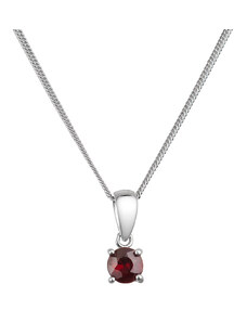 EVOLUTION GROUP Stříbrný náhrdelník s rudým pravým kamenem 12078.3 garnet