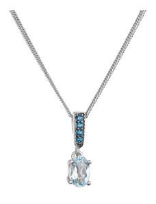 EVOLUTION GROUP Stříbrný náhrdelník luxusní s pravými kameny modrý 12082.3 london nano, sky topaz