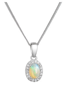 EVOLUTION GROUP Stříbrný náhrdelník luxusní s pravým opálem bílý 12085.3 opál
