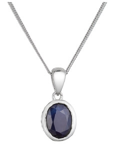 EVOLUTION GROUP Stříbrný náhrdelník s pravým kamenem temně modrý 12087.3 dark sapphire