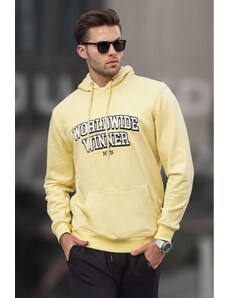 Madmext Yellow Printed Hoodie Sweatshirt 6149