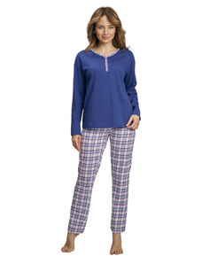 Wadima Dámské pyžamo s dlouhým rukávem, 104679 339, modrá/bílá