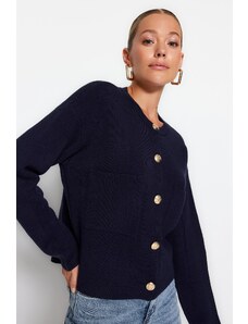 Trendyol Navy Blue Měkké texturované příslušenství Pletený svetr