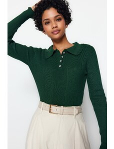 Trendyol Emerald Green Polo Collar Knitwear Sweater