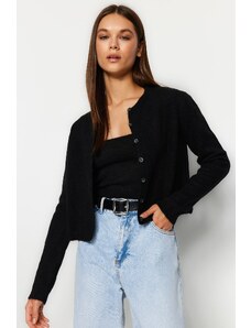 Trendyol Black Crop Soft Textured Blouse- Cardigan Knitwear Suit Knitwear Cardigan