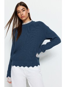 Trendyol olejový krajkový tylový pletený svetr