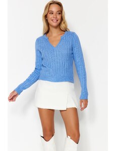 Trendyol Indigo pletený svetr s měkkou texturou