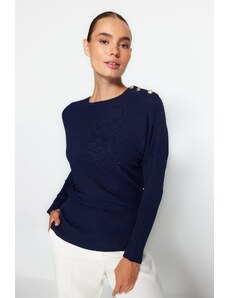 Trendyol Navy Blue Button Detailní pletený svetr