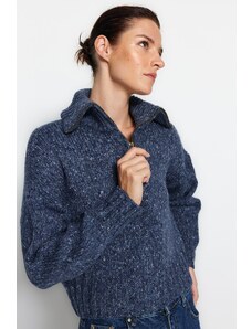 Trendyol modrý bavlněný pletený svetr Wide Fit Gradient