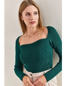 Bianco Lucci Dámský pletený svetr s hranatým výstřihem