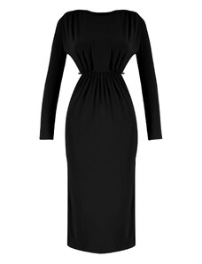 Trendyol černé pletené lemované elegantní večerní šaty s oknem / výřezem a lemováním