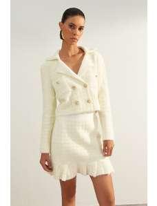 Trendyol Limited Edition Ecru Soft Textured Knitwear Cardigan in the form of a jacket