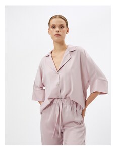 Koton Satin Pajama Top Half Sleeve Buttoned Shirt Collar