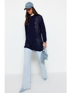Trendyol Námořnická modrá prolamovaný pletený svetr