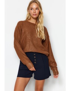 Trendyol Brown Foil Printed Knitwear Sweater
