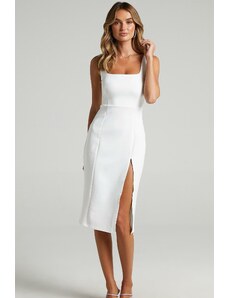 Madmext Mad Girls White Midi Size Basic Dress