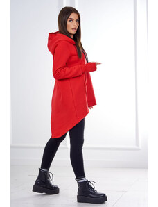K-Fashion Zateplená mikina s delšími zády a kapucí červená