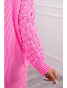 K-Fashion Svetr s bublinkovým rukávem světle růžový