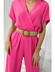 K-Fashion Kombinéza s ozdobným páskem v pase růžová