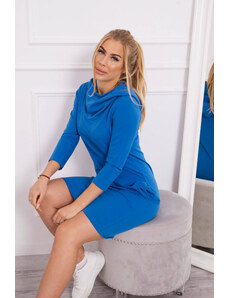 K-Fashion Šaty s kapucí a kapsami chrpově modré