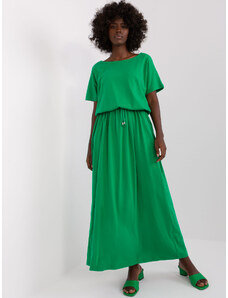 Fashionhunters Zelené ležérní basic šaty s kravatou