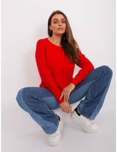 Fashionhunters Klasický červený svetr s kulatým výstřihem