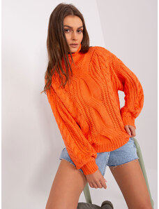 Fashionhunters Oranžový oversize svetr s kabely