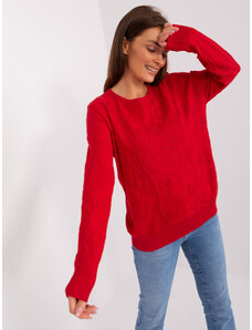 Fashionhunters Klasický červený svetr se vzory
