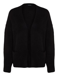 Trendyol Black Wide Fit Měkká texturovaná kapsa Detail Pletený svetr