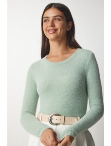 Happiness İstanbul Dámský svetr Aqua Green Bearded Basic Knitwear