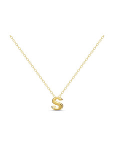 MOSUO Pozlacený náhrdelník Letter "S" s diamantem