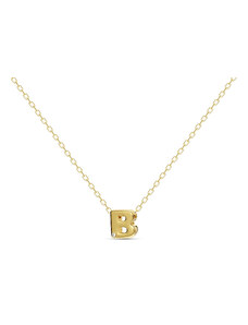 MOSUO Pozlacený náhrdelník Letter "B" s diamantem