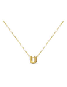 MOSUO Pozlacený náhrdelník Letter "U" s diamantem