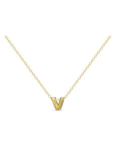 MOSUO Pozlacený náhrdelník Letter "V" s diamantem