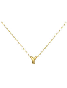 MOSUO Pozlacený náhrdelník Letter "Y" s diamantem