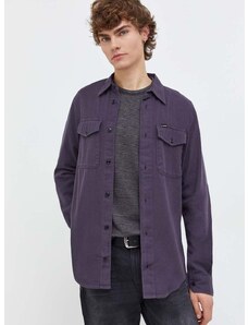 Košile G-Star Raw fialová barva, slim, s klasickým límcem