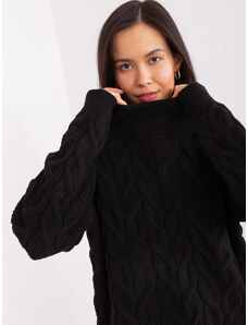 Fashionhunters Černý dámský pletený svetr s rolákem