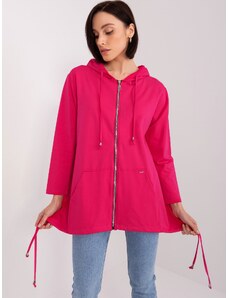 RELEVANCE TMAVĚ RŮŽOVÁ DELŠÍ MIKINA NA ZIP S KAPUCÍ -DARK PINK