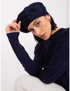 Fashionhunters Námořnicky modrý dámský baret s kamínky