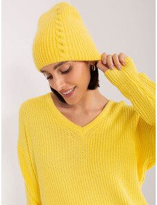Fashionhunters Žlutá dámská pletená čepice