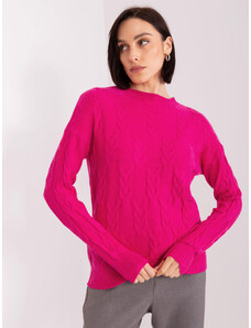 Fashionhunters Fuchsiový pletený svetr s kabely